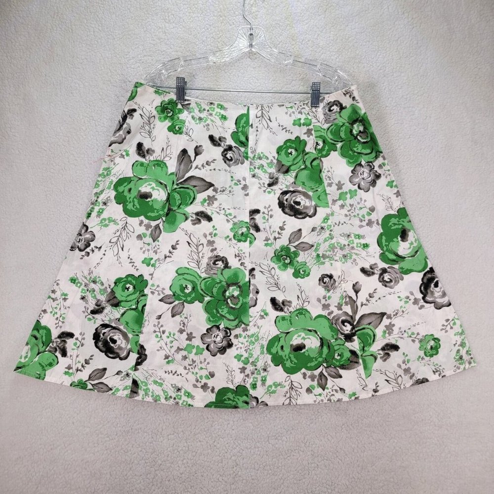 Y2K First Option Green Floral Neutral Retro Flowy Knee Length A Line Skirt